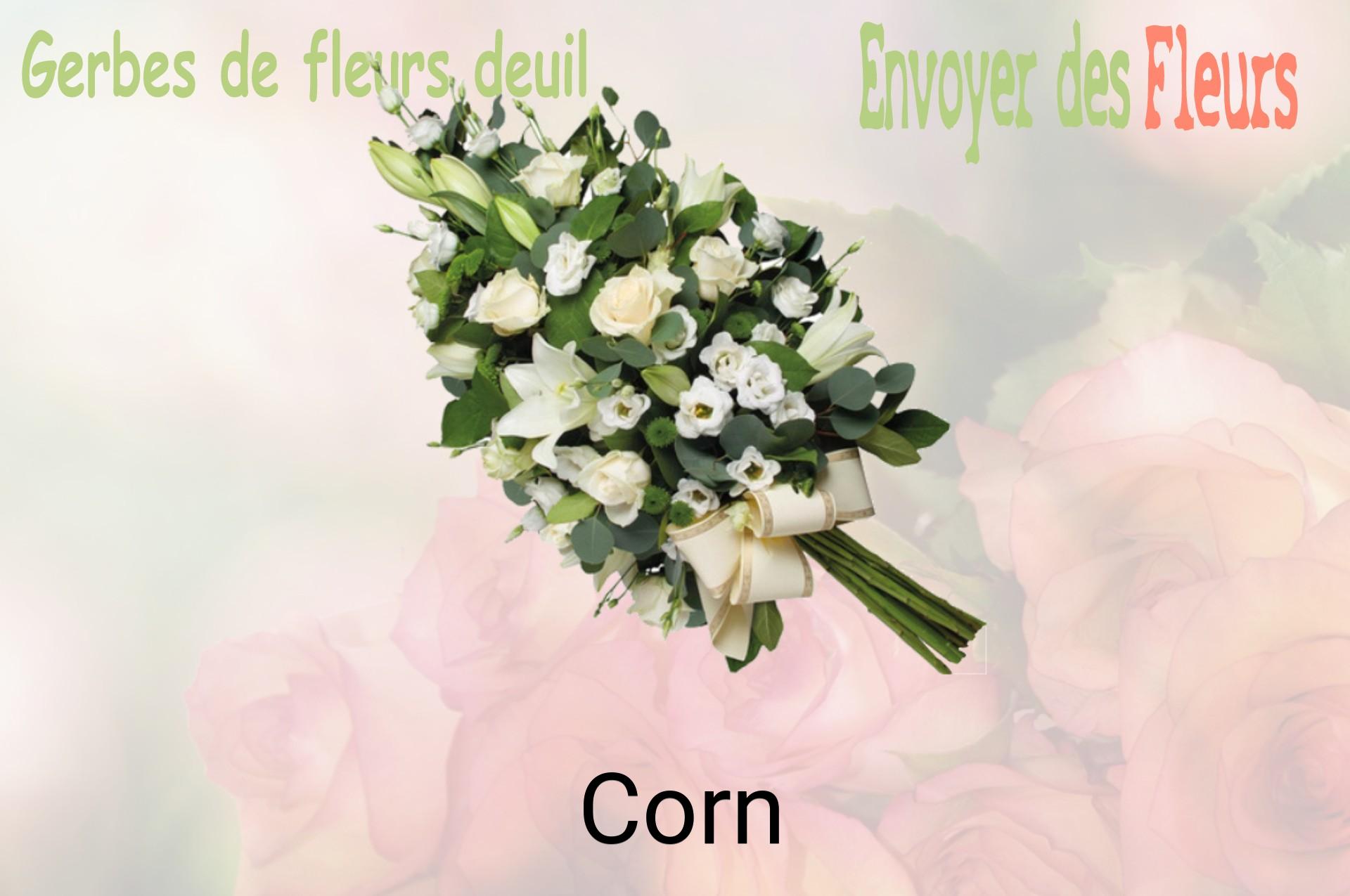 Gerbe de fleurs de deuil livrée à Corn